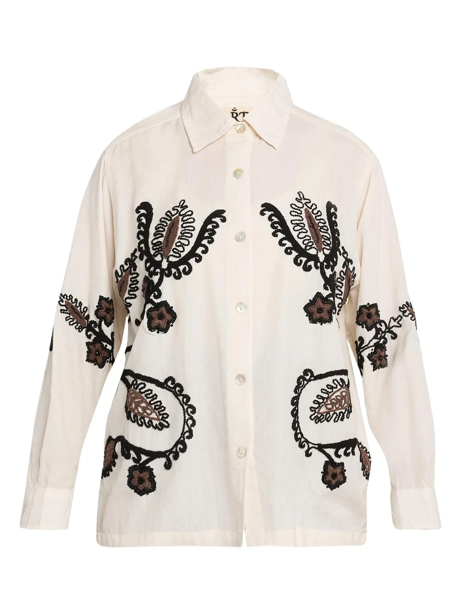 Embroidered Knot Long-Sleeve Shirt