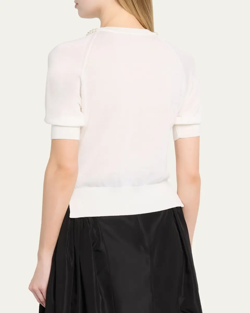 Simone Rocha Pearly Embellished Merino Wool Short-Sleeve Sweater | Thumbnail 3 Simone Rocha Pearly Embellished Merino Wool Short-Sleeve Sweater | Thumbnail 3