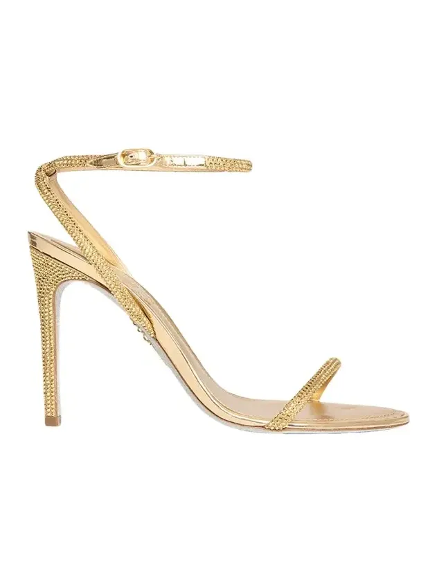 105mm Embellished Metallic Leather Ankle-Strap Sandals 105mm Embellished Metallic Leather Ankle-Strap Sandals