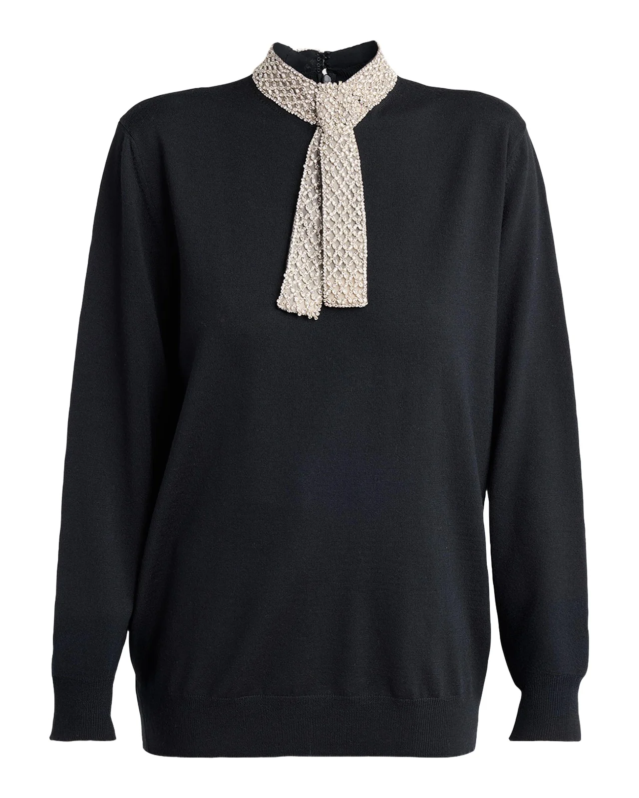 Crystal Neck-Scarf Wool Sweater