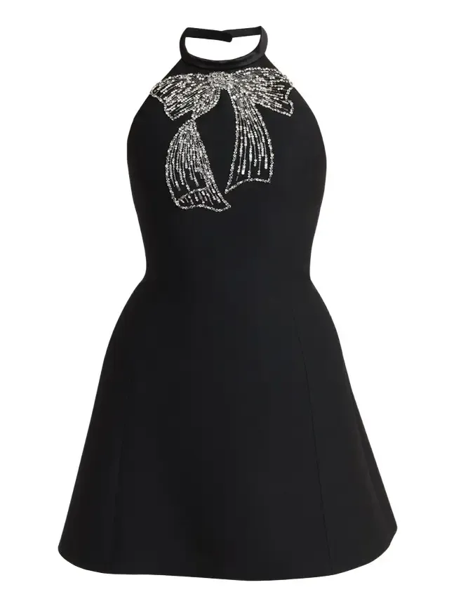 Valentino Garavani Beaded Bow Halter Minidress