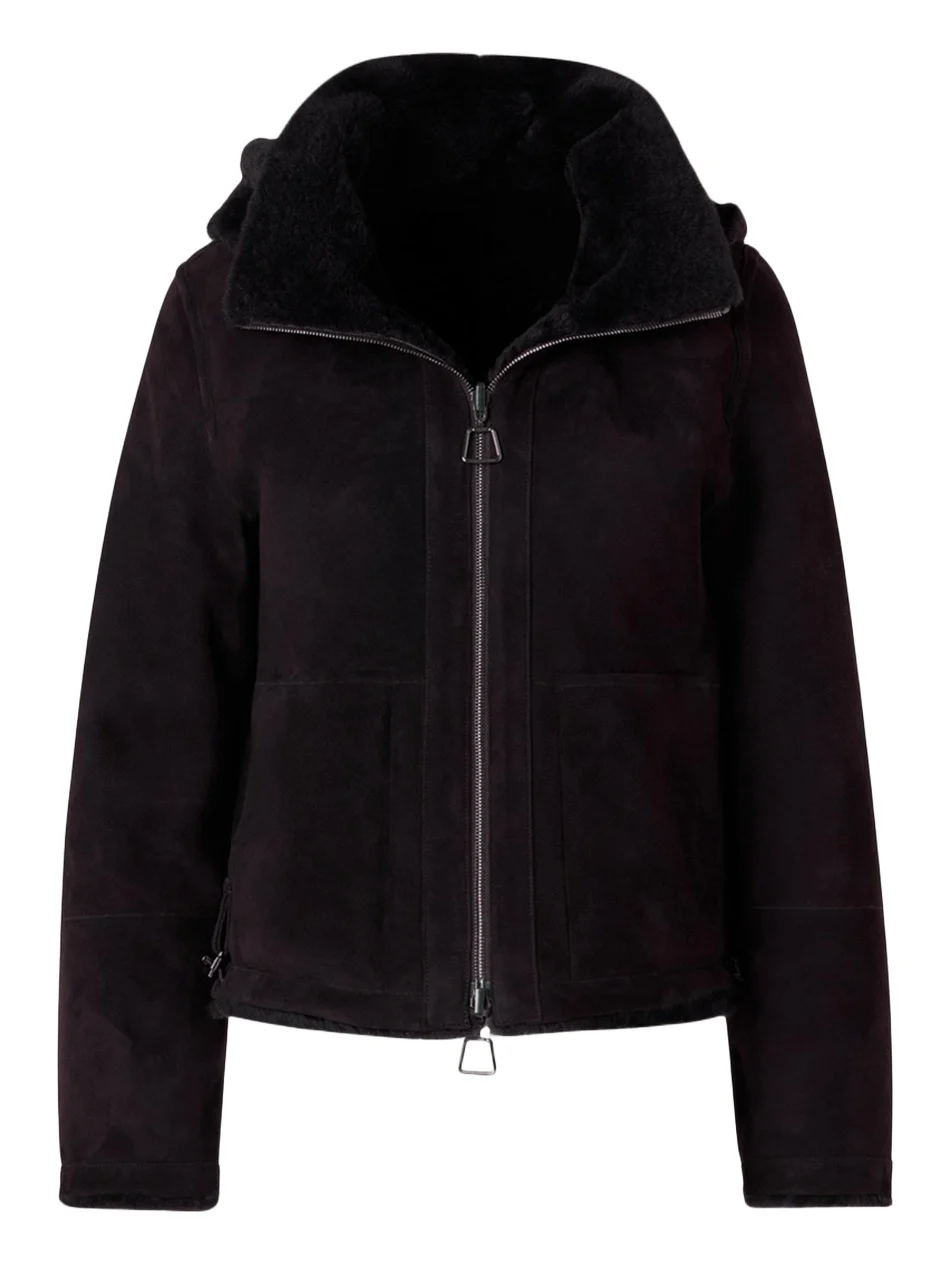 Dino Reversible Lamb Shearling Zip Jacket With Detachable Hood Dino Reversible Lamb Shearling Zip Jacket With Detachable Hood
