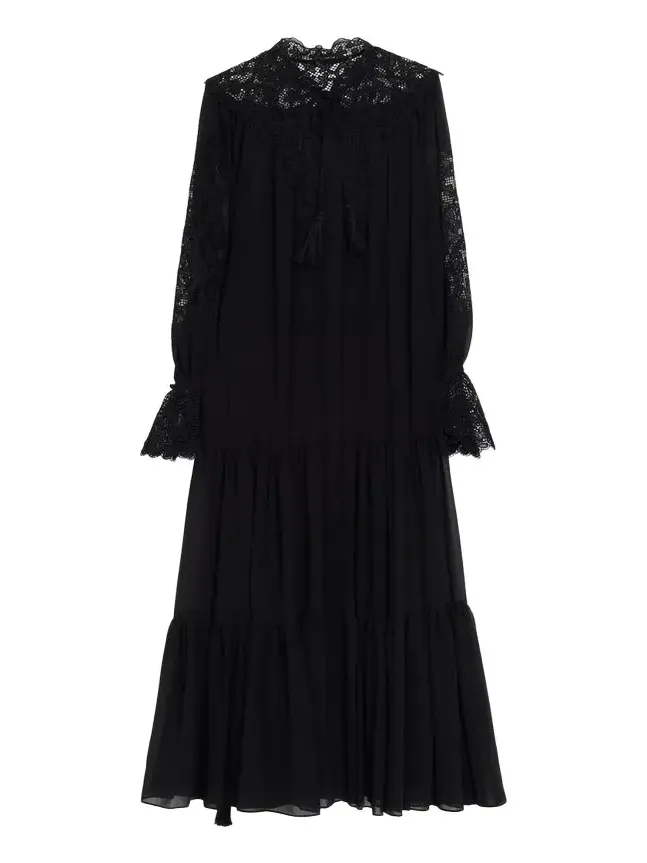 Skye Tiered Lace-Inset Maxi Dress Skye Tiered Lace-Inset Maxi Dress