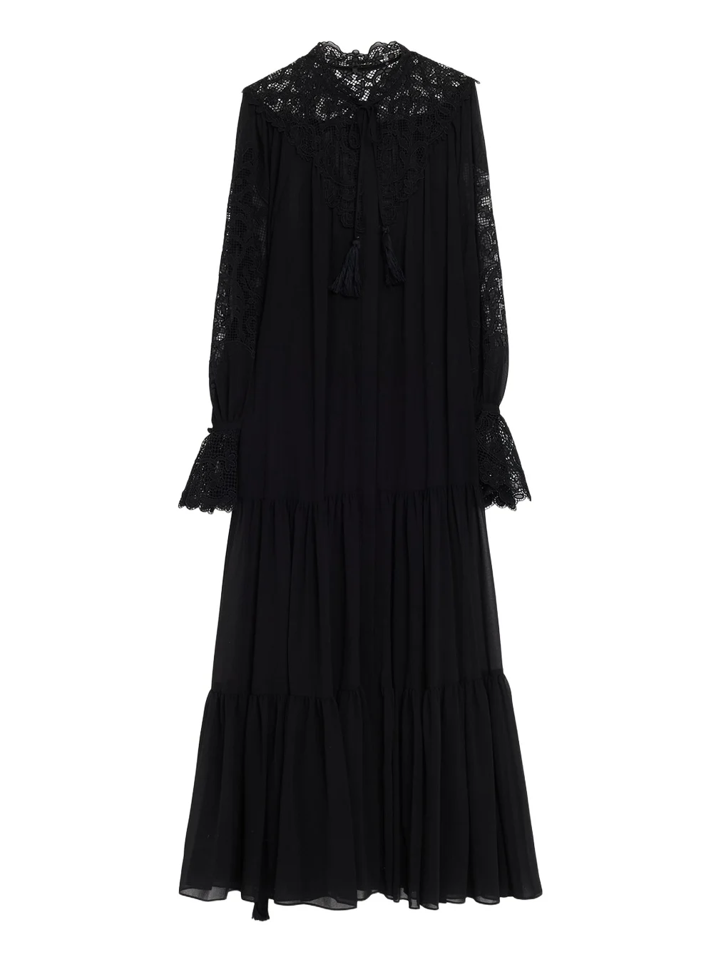 Skye Tiered Lace-Inset Maxi Dress Skye Tiered Lace-Inset Maxi Dress