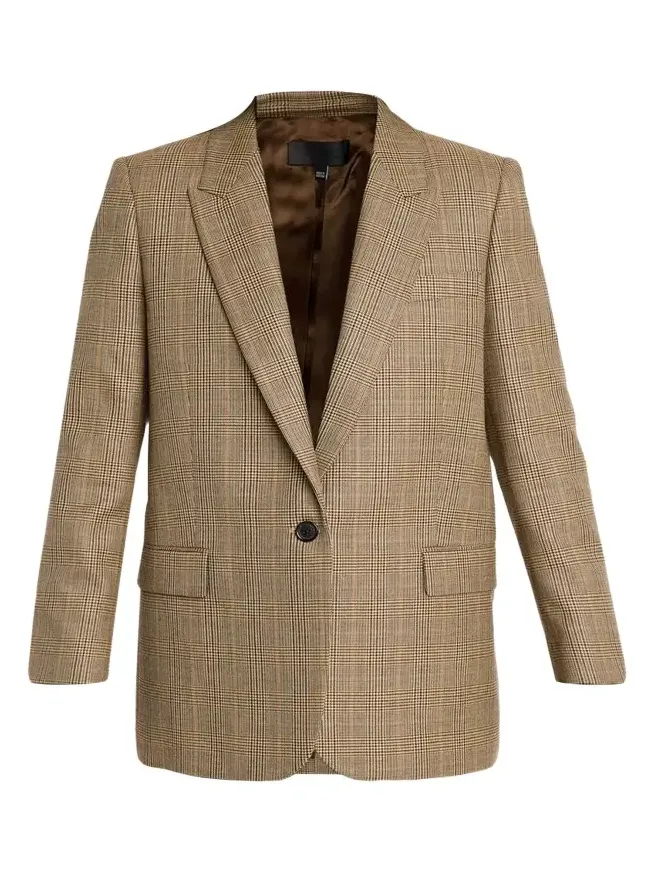 Diane Check Wool Single-Breasted Blazer Jacket Diane Check Wool Single-Breasted Blazer Jacket