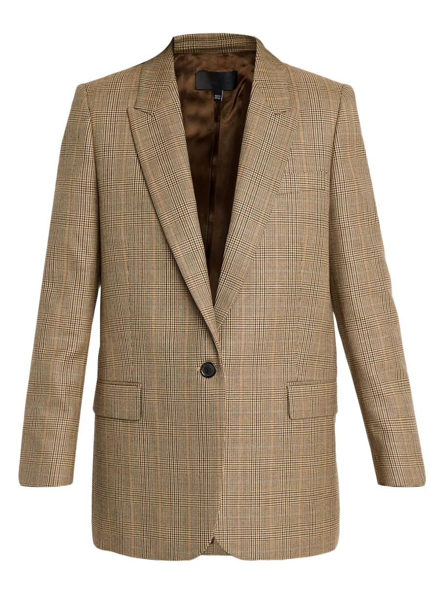 Diane Check Wool Single-Breasted Blazer Jacket