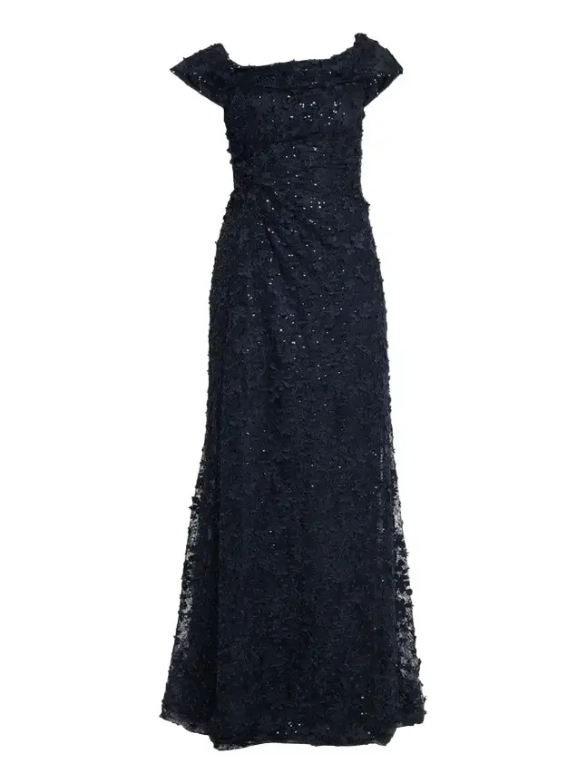 Asymmetric Sequin Lace Gown