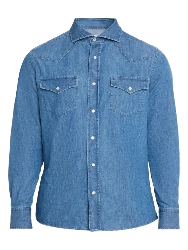 Men's Denim Flap-Pocket Western Sport Shirt