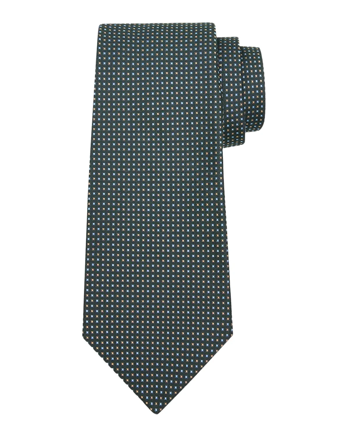 Men's Woven Micro-Geometric Silk Seven-Fold Tie