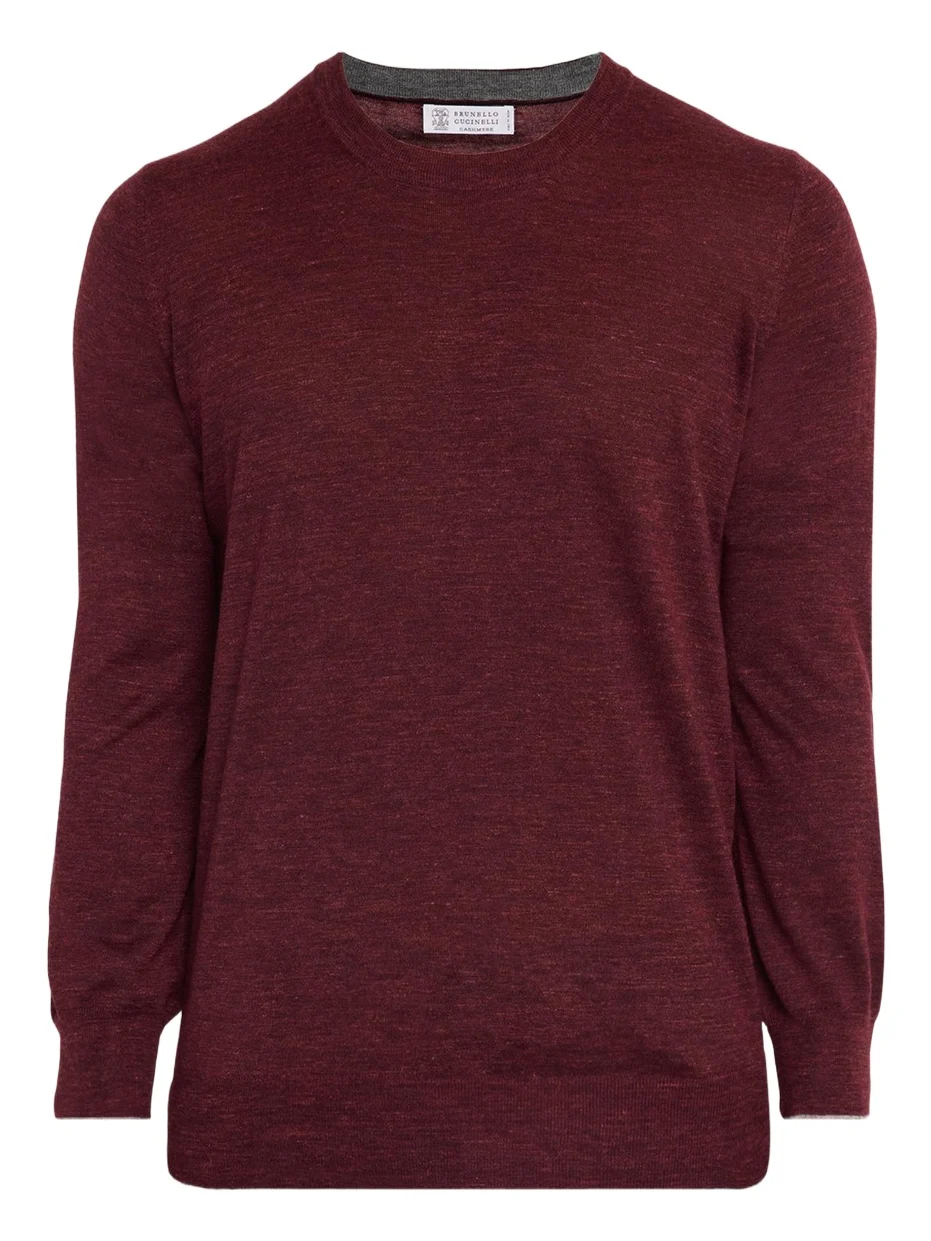 Men's Fine-Gauge Melange Cashmere-Blend Crewneck Sweater Men's Fine-Gauge Melange Cashmere-Blend Crewneck Sweater