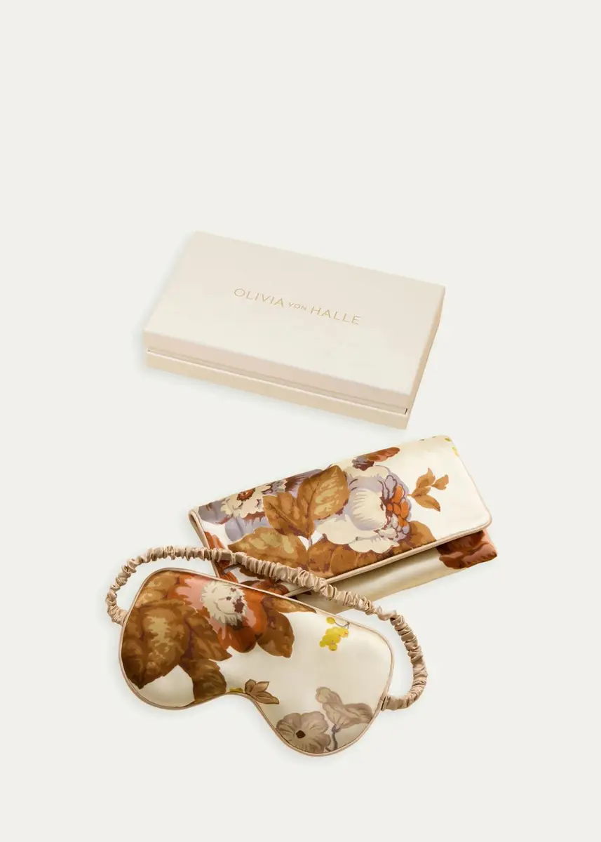 Olivia von Halle Audrey Floral-Print Silk Satin Sleep Mask | Thumbnail 2