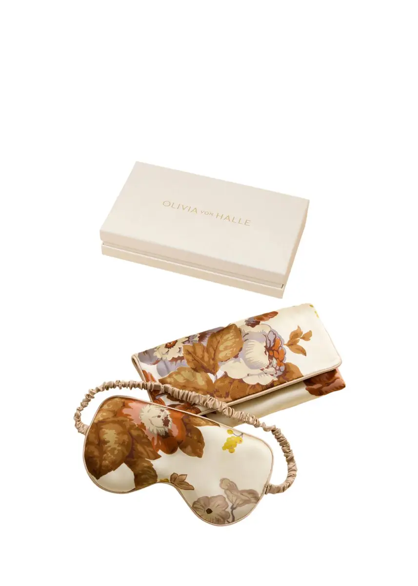 Olivia von Halle Audrey Floral-Print Silk Satin Sleep Mask | Thumbnail 4
