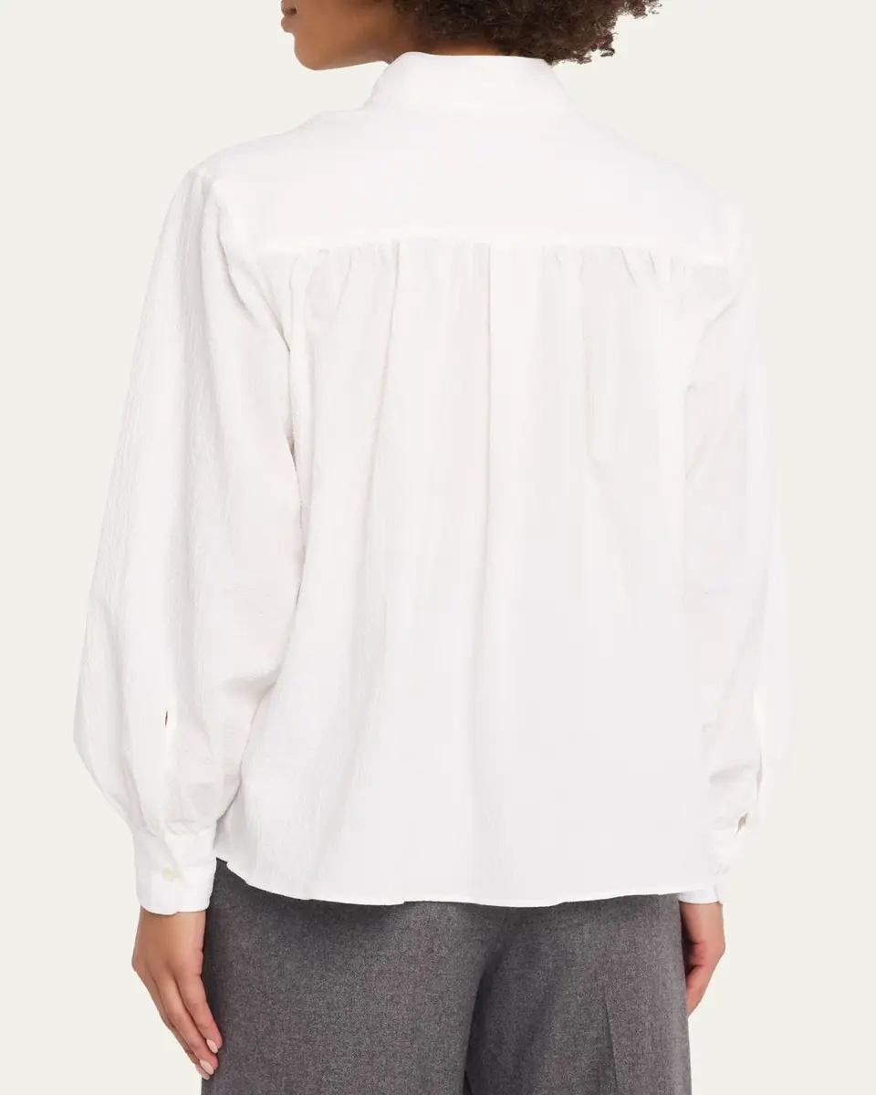 OFFICINE GÉNÉRALE Alison Seersucker Button-Front Shirt | Thumbnail 3