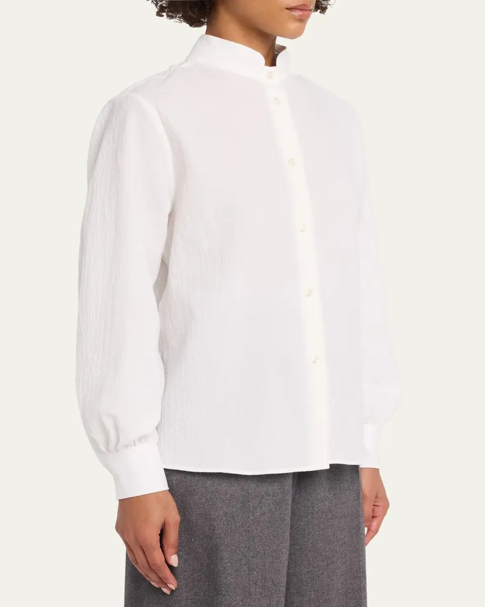 OFFICINE GÉNÉRALE Alison Seersucker Button-Front Shirt | Thumbnail 4