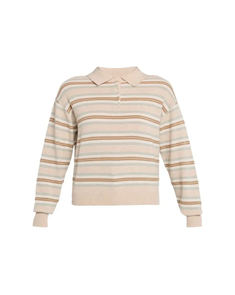 Guest In Residence Collegiate Stripe Cashmere Polo | Image 1 Guest In Residence Collegiate Stripe Cashmere Polo | Image 1