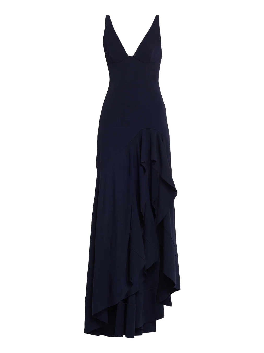 Sleeveless V-Neck Frill Slit Maxi Dress