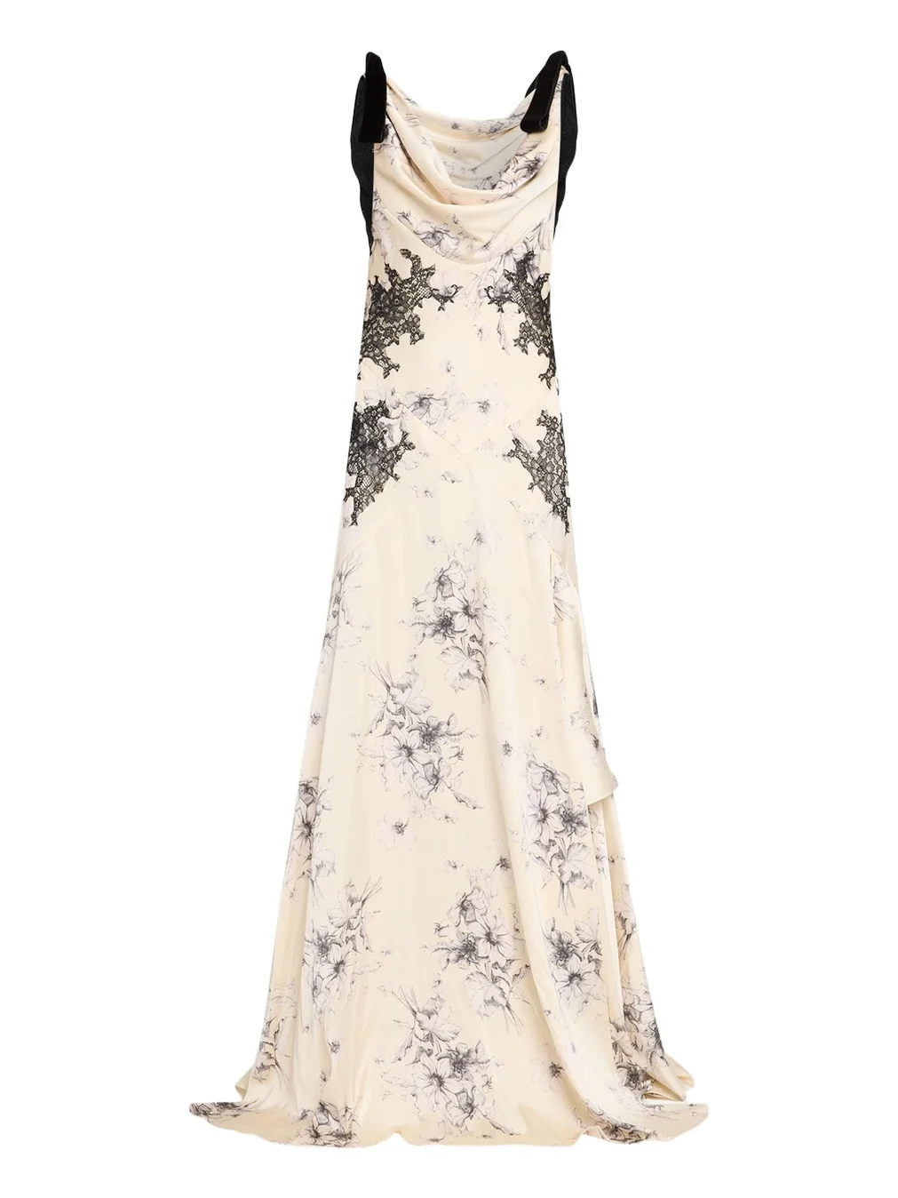 Hand-Sketched Floral Cowl-Neck Gown Hand-Sketched Floral Cowl-Neck Gown