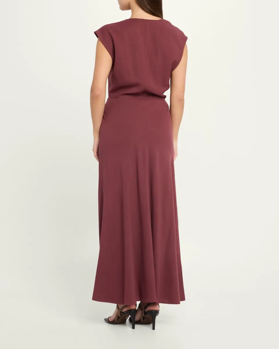 Brunello Cucinelli Fluid Wool Twill Cowl-Neck Dress | Thumbnail 3