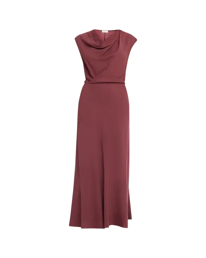 Brunello Cucinelli Fluid Wool Twill Cowl-Neck Dress | Image 1 Brunello Cucinelli Fluid Wool Twill Cowl-Neck Dress | Image 1