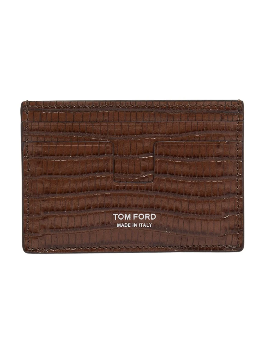 Men's T Line Croc-Effect Leather Card Holder