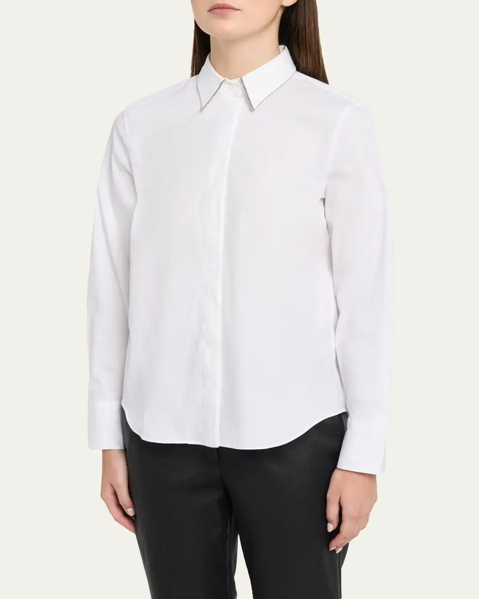 Brunello Cucinelli Stretch Cotton Buttoned Shirt | Thumbnail 4 Brunello Cucinelli Stretch Cotton Buttoned Shirt | Thumbnail 4