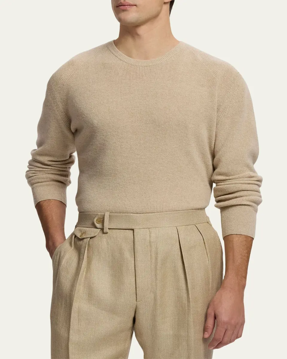 Ralph Lauren Purple Label Men's Cotton and Cashmere Fine-Gauge Button-Down Shirt | Thumbnail 4