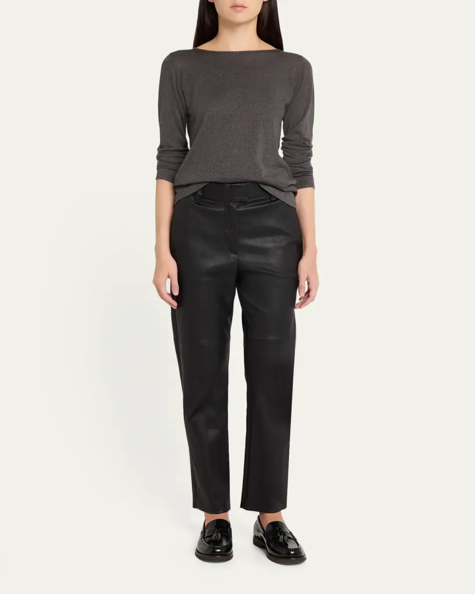 Brunello Cucinelli Cashmere-Silk Lurex Long-Sleeve Top | Thumbnail 2 Brunello Cucinelli Cashmere-Silk Lurex Long-Sleeve Top | Thumbnail 2