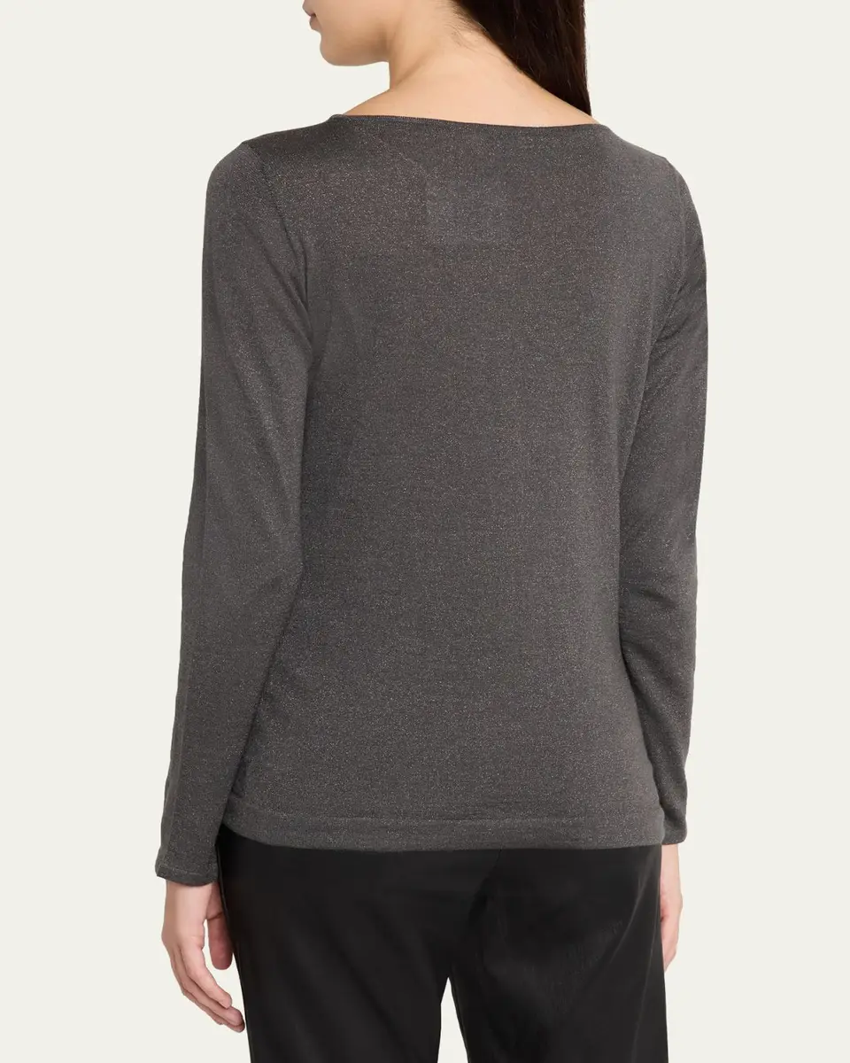 Brunello Cucinelli Cashmere-Silk Lurex Long-Sleeve Top | Thumbnail 3 Brunello Cucinelli Cashmere-Silk Lurex Long-Sleeve Top | Thumbnail 3