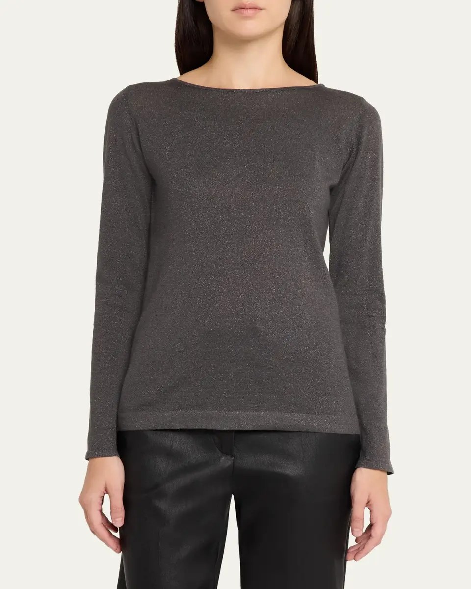 Brunello Cucinelli Cashmere-Silk Lurex Long-Sleeve Top | Thumbnail 4 Brunello Cucinelli Cashmere-Silk Lurex Long-Sleeve Top | Thumbnail 4