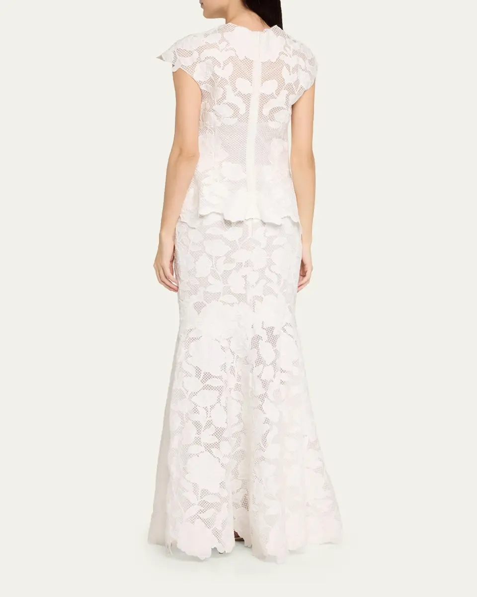 Simkhai Eloisa Floral-Embroidered Mesh Mermaid Gown | Thumbnail 3 Simkhai Eloisa Floral-Embroidered Mesh Mermaid Gown | Thumbnail 3