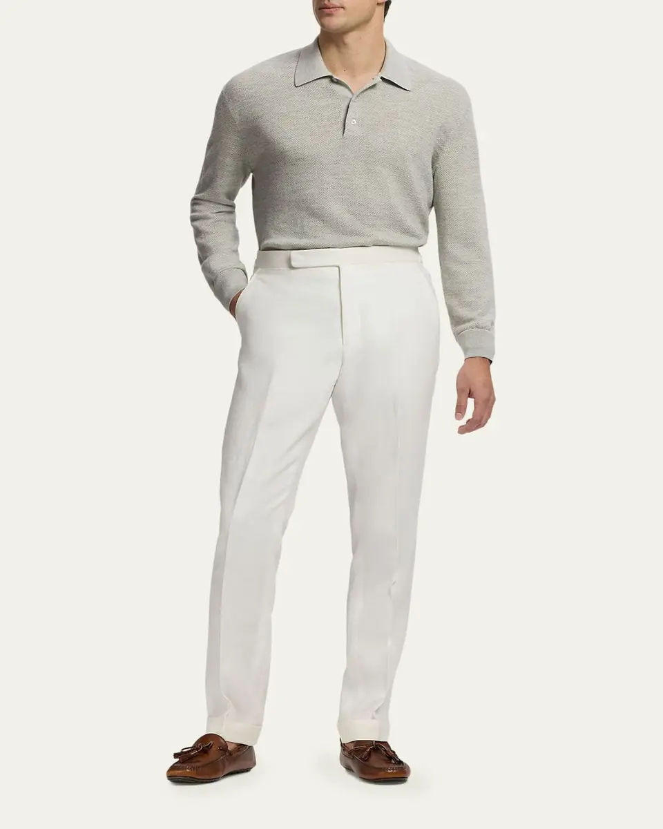 Ralph Lauren Purple Label Men's Cashmere-Linen Polo Sweater | Thumbnail 2 Ralph Lauren Purple Label Men's Cashmere-Linen Polo Sweater | Thumbnail 2