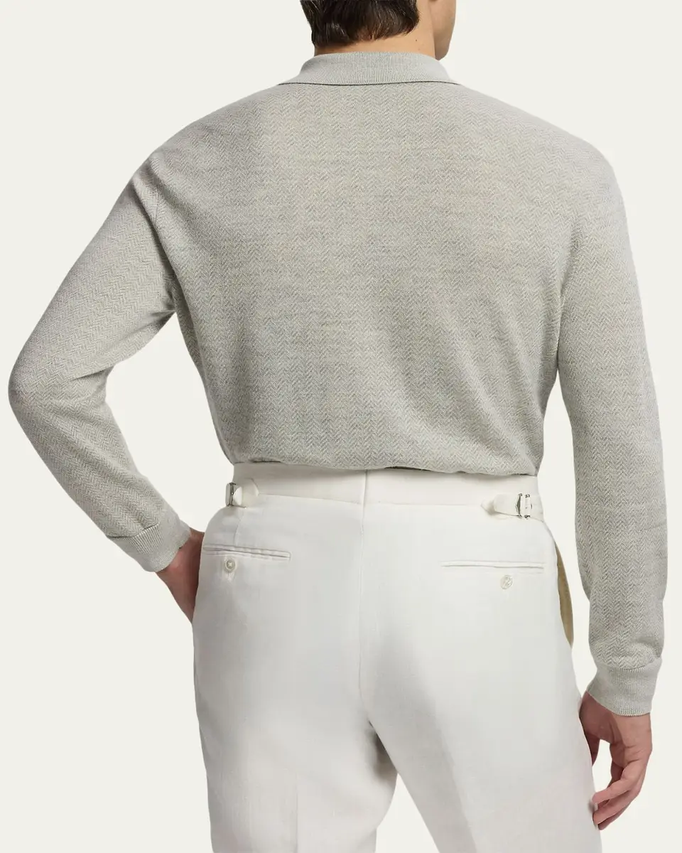 Ralph Lauren Purple Label Men's Cashmere-Linen Polo Sweater | Thumbnail 3 Ralph Lauren Purple Label Men's Cashmere-Linen Polo Sweater | Thumbnail 3