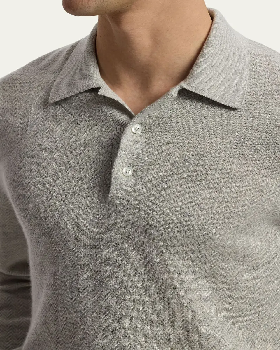 Ralph Lauren Purple Label Men's Cashmere-Linen Polo Sweater | Thumbnail 5 Ralph Lauren Purple Label Men's Cashmere-Linen Polo Sweater | Thumbnail 5