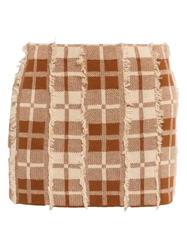 Fringe Plaid Mini Skirt Fringe Plaid Mini Skirt
