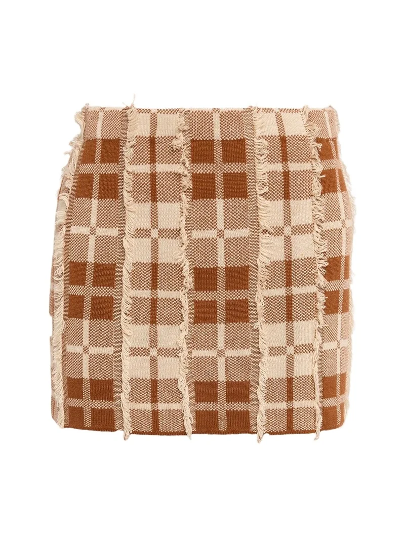 Fringe Plaid Mini Skirt Fringe Plaid Mini Skirt