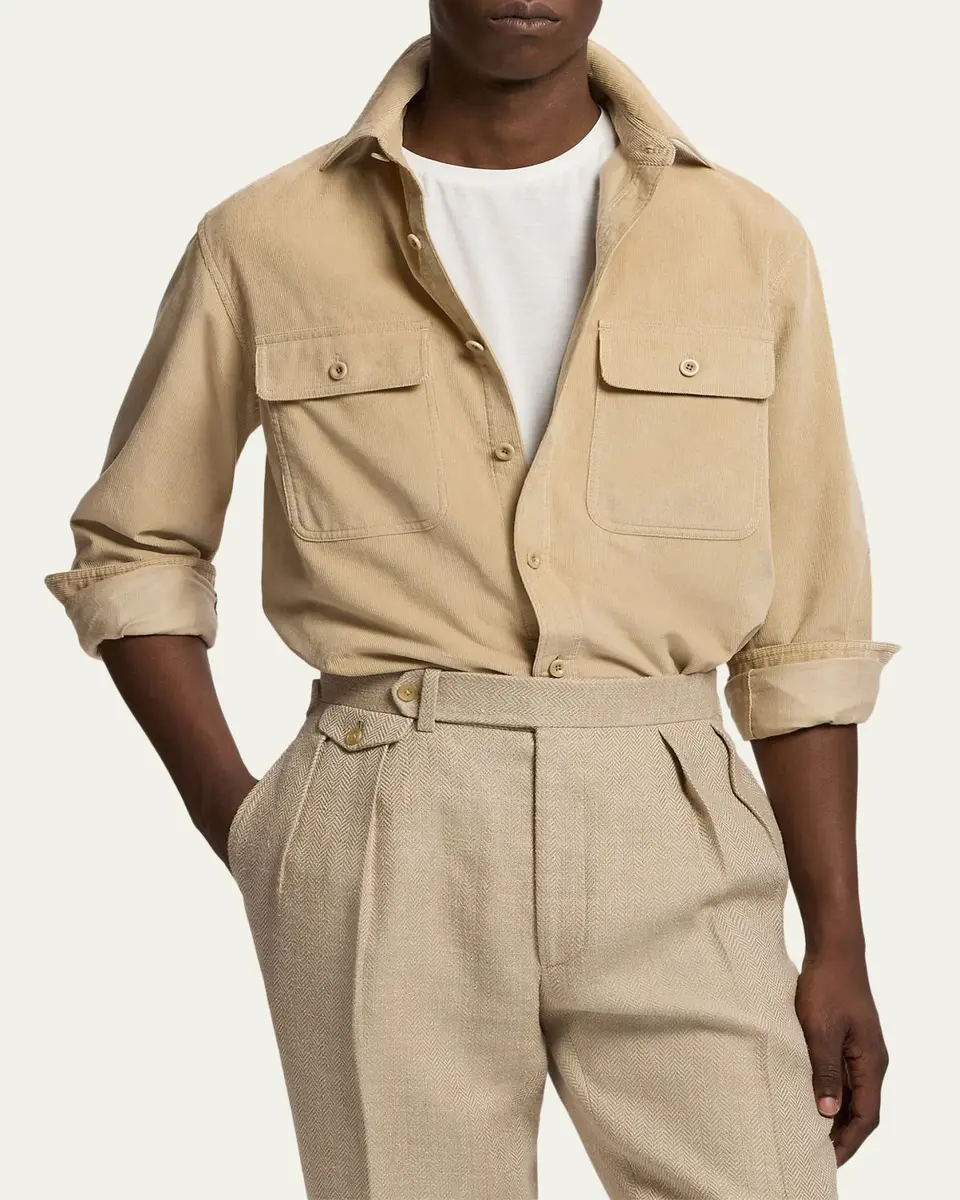 Ralph Lauren Purple Label Men's Sea Island Corduroy Button-Down Shirt | Thumbnail 4 Ralph Lauren Purple Label Men's Sea Island Corduroy Button-Down Shirt | Thumbnail 4