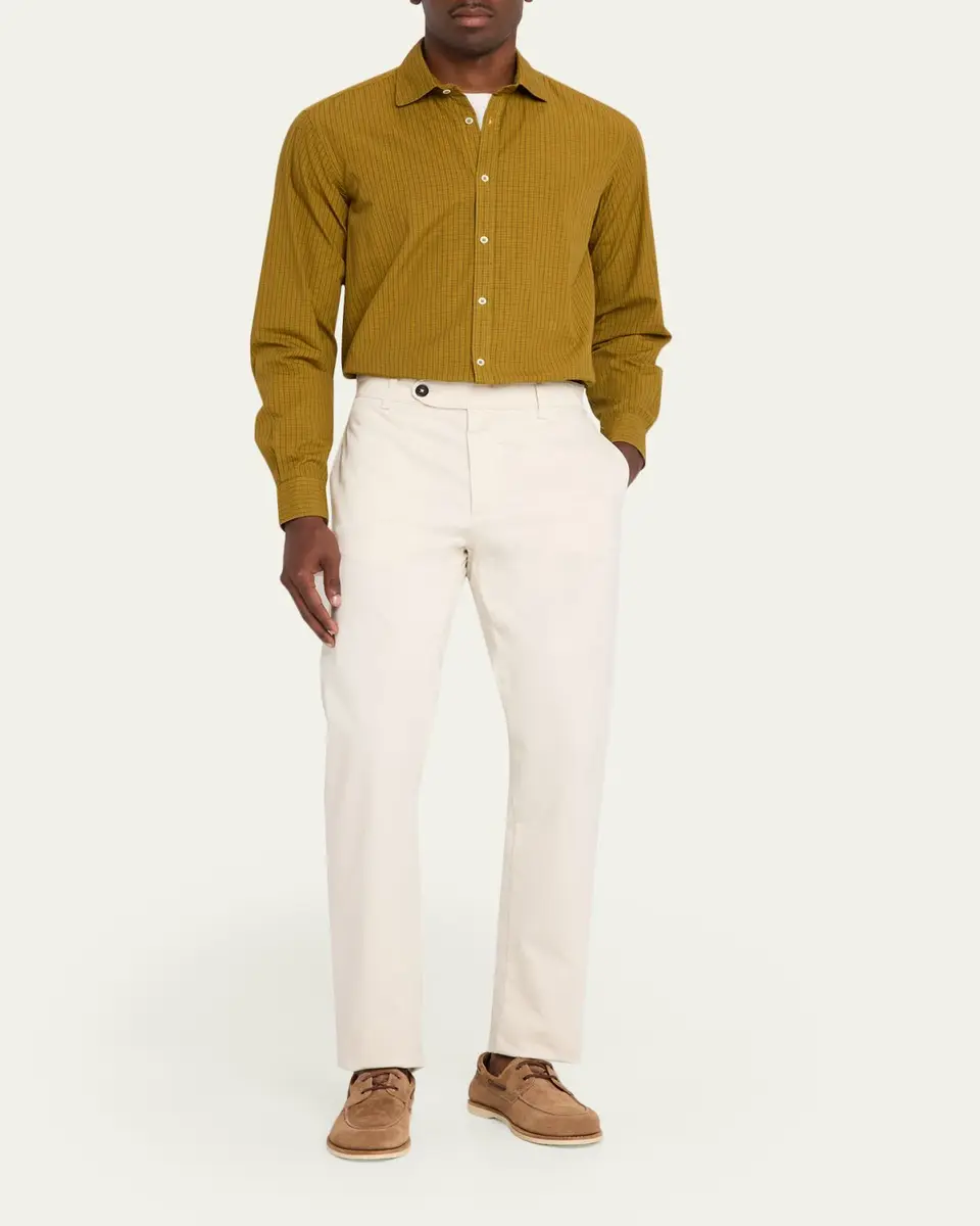 Massimo Alba Men's Micro Check Canary Cotton Shirt | Thumbnail 2 Massimo Alba Men's Micro Check Canary Cotton Shirt | Thumbnail 2