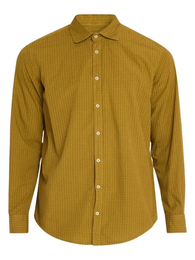 Massimo Alba Men's Micro Check Canary Cotton Shirt
