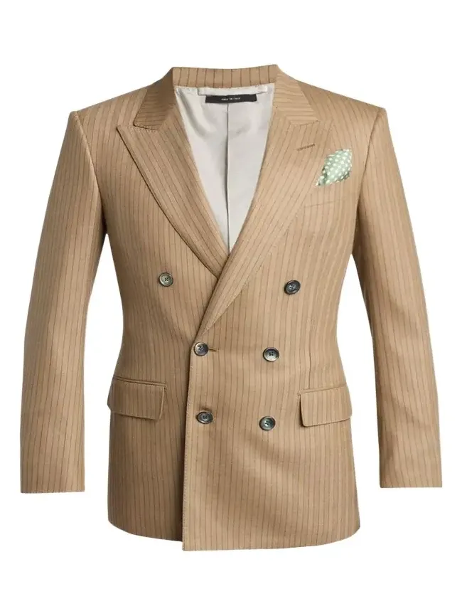Men's Herringbone Wool Stripe Double-Breasted Sport Coat Men's Herringbone Wool Stripe Double-Breasted Sport Coat