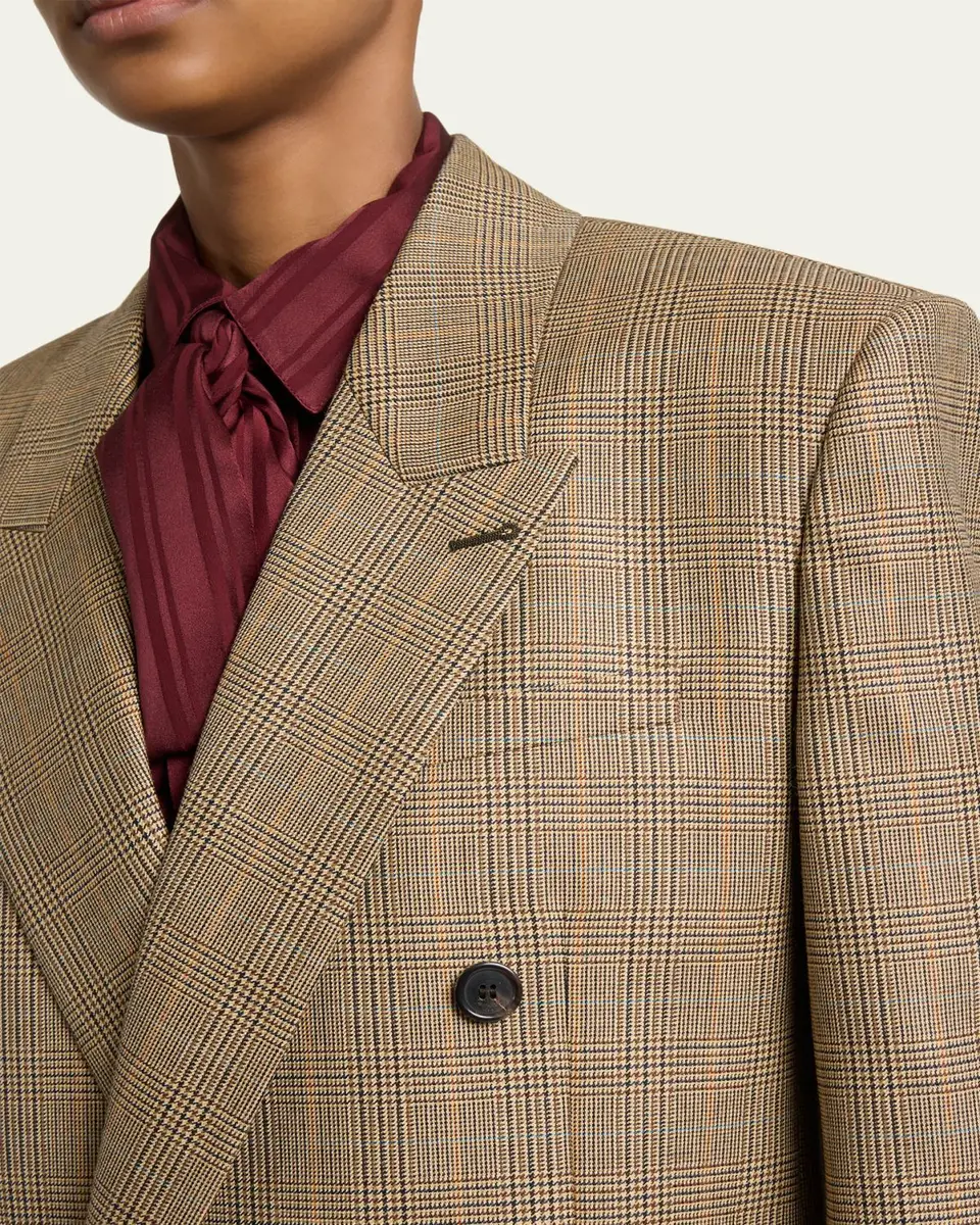 Saint Laurent Double-Breasted Prince of Wales Jacket | Thumbnail 5 Saint Laurent Double-Breasted Prince of Wales Jacket | Thumbnail 5