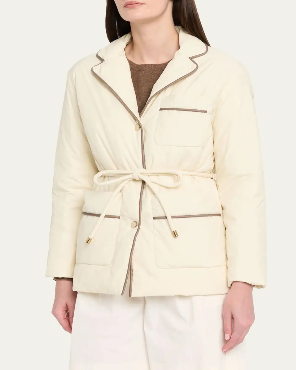 Moncler Tieche Belted Mid-Length Down Jacket | Thumbnail 4 Moncler Tieche Belted Mid-Length Down Jacket | Thumbnail 4