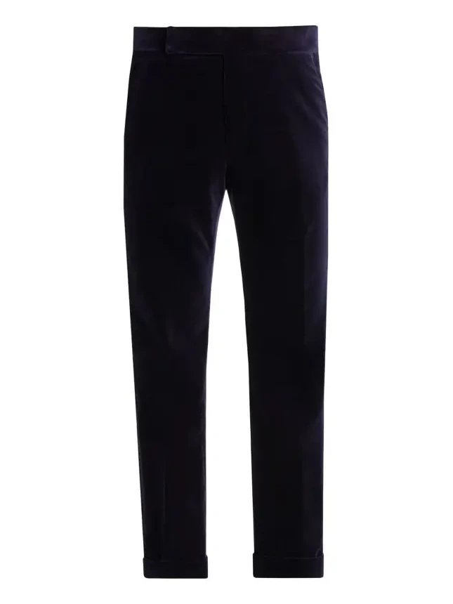 Tom Ford Men's Cotton Velvet Straight Leg Flat-Front Trousers