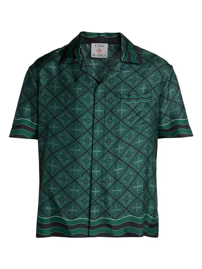 Casablanca Men's Radiating Monogram Silk Shirt
