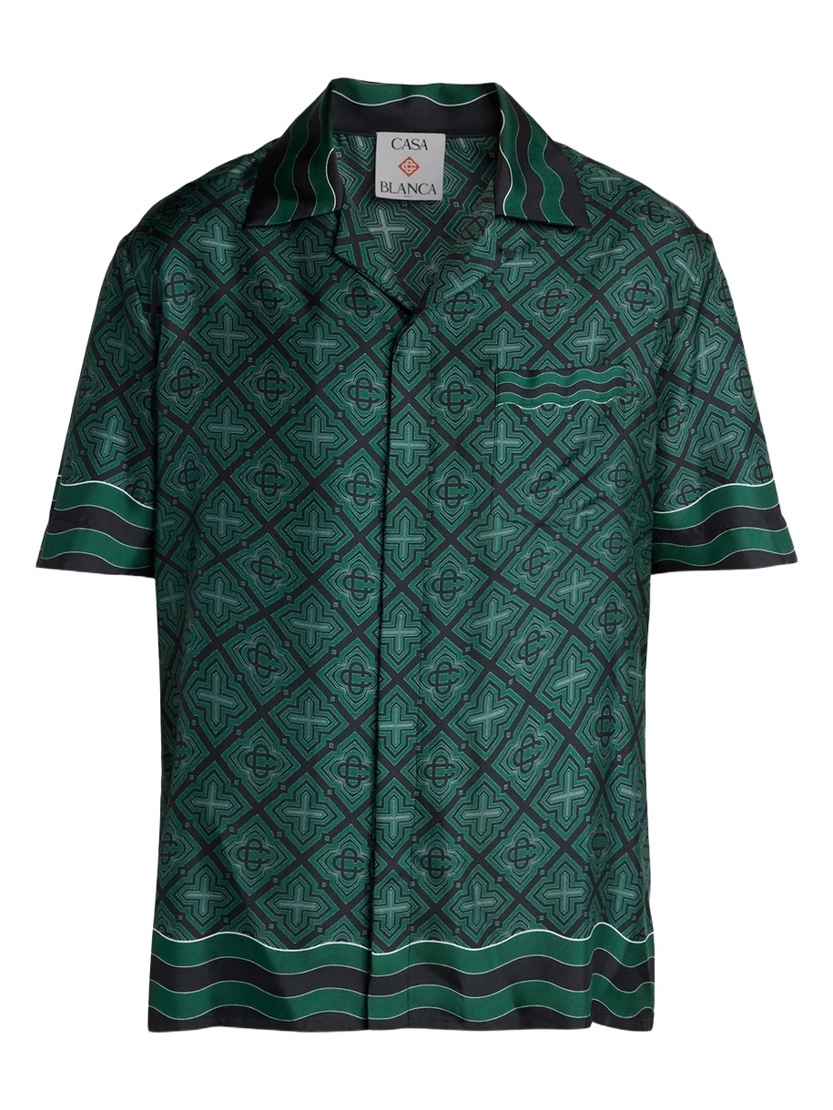 Men's Radiating Monogram Silk Shirt
