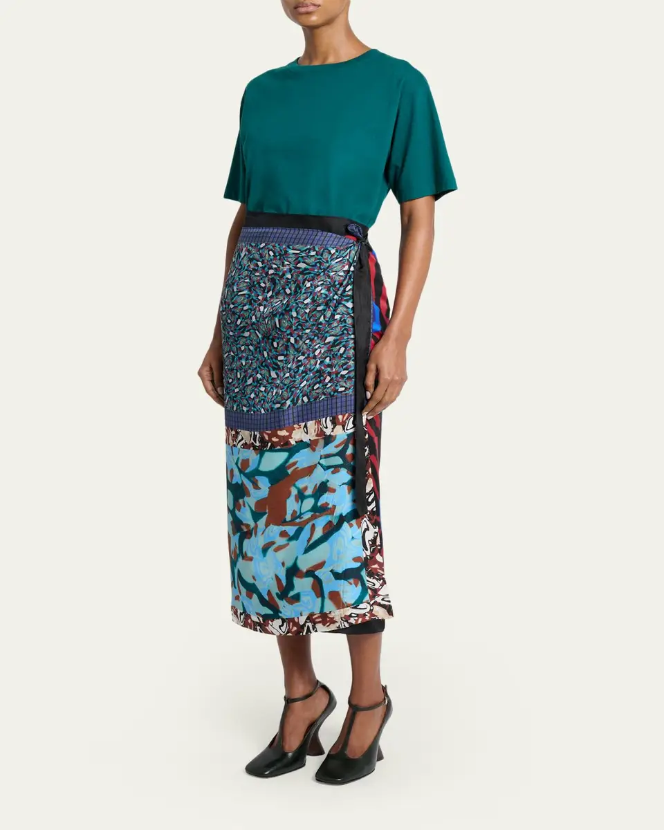 Dries Van Noten Silk Long Wrap Scarf Skirt | Thumbnail 2
