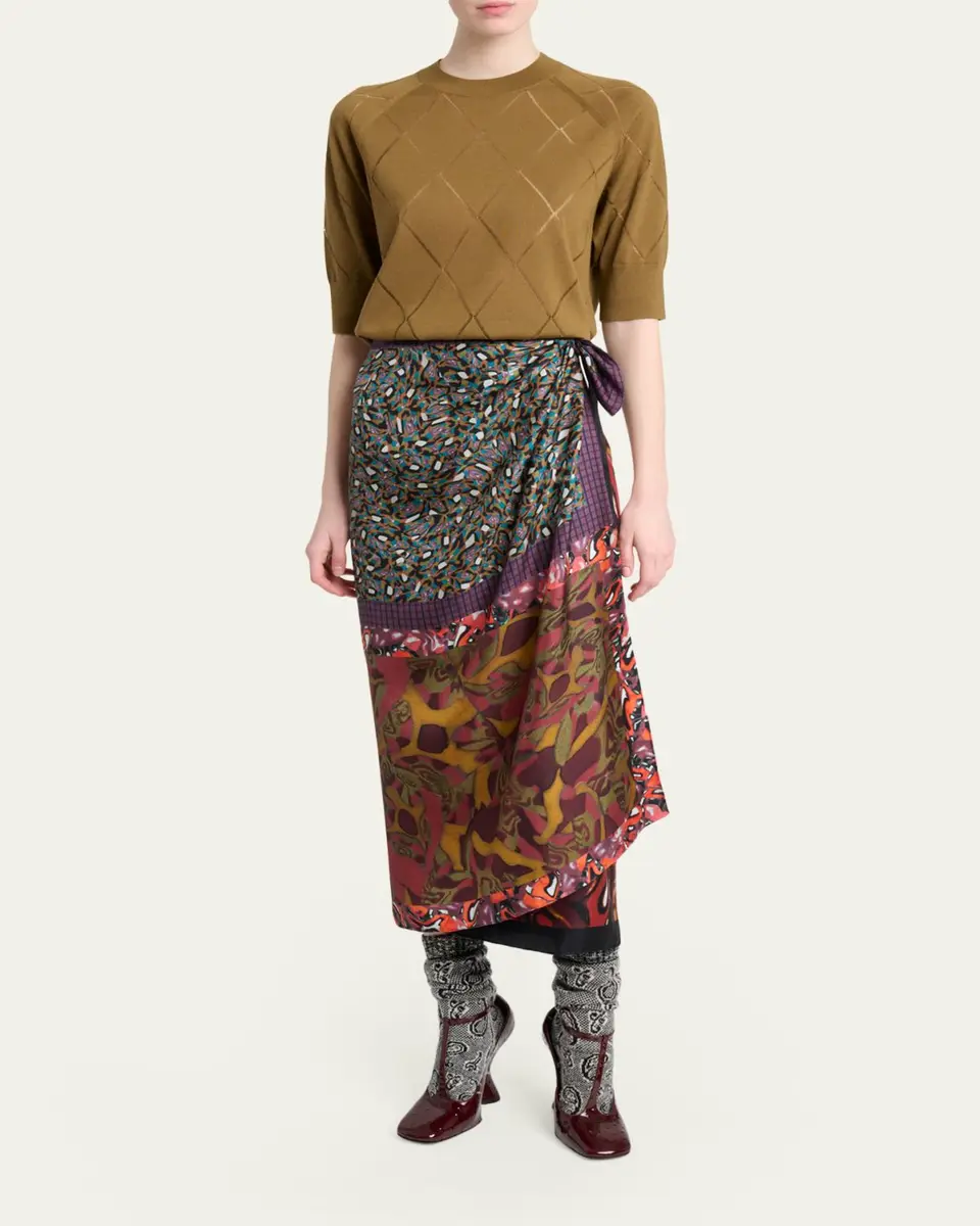 Dries Van Noten Silk Long Wrap Scarf Skirt | Thumbnail 6