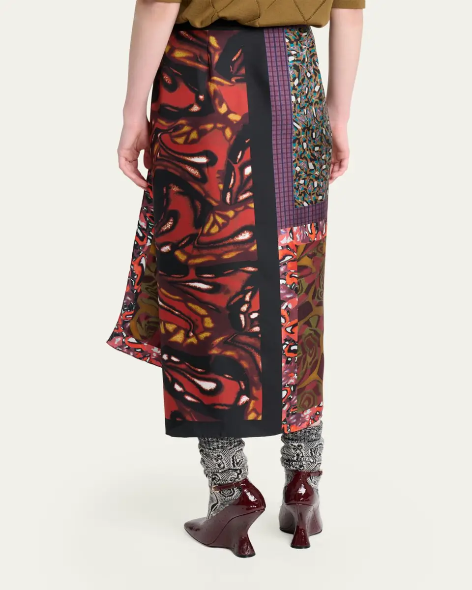 Dries Van Noten Silk Long Wrap Scarf Skirt | Thumbnail 7