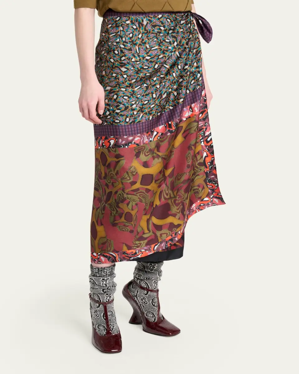 Dries Van Noten Silk Long Wrap Scarf Skirt | Thumbnail 8