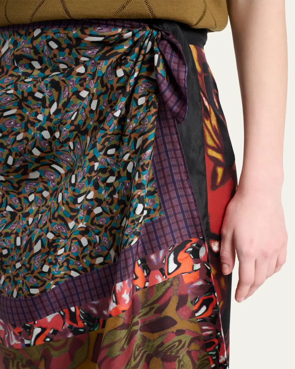 Dries Van Noten Silk Long Wrap Scarf Skirt | Thumbnail 9