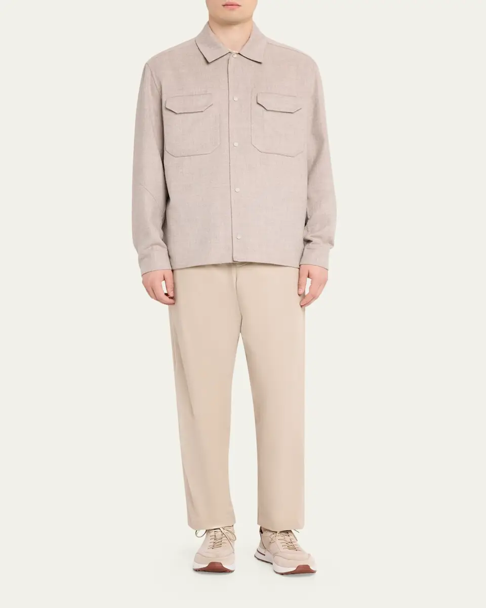 Sease Men's Double Wool-Cashmere Overshirt | Thumbnail 2